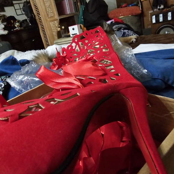 Suede boots red ribbon boots so beautiful 😍 - Picture 7 of 10